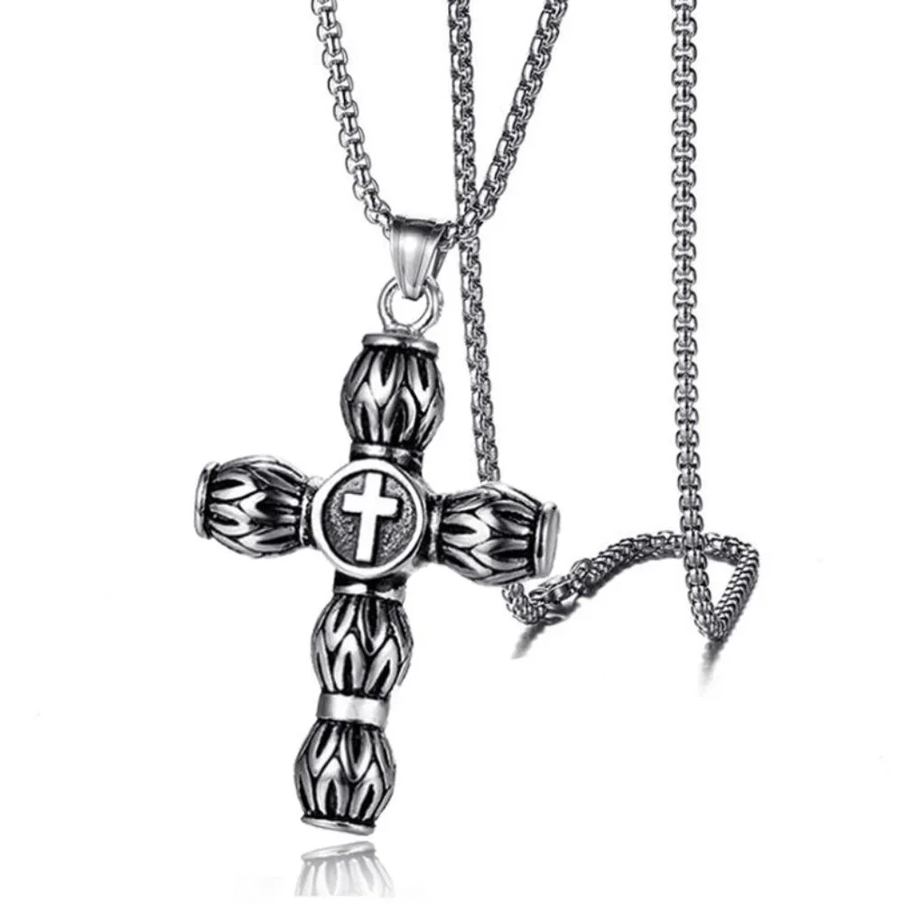 ❤️Spot Trendy Casting Cylindrical Cross Pendant necklace women/men N90201P190